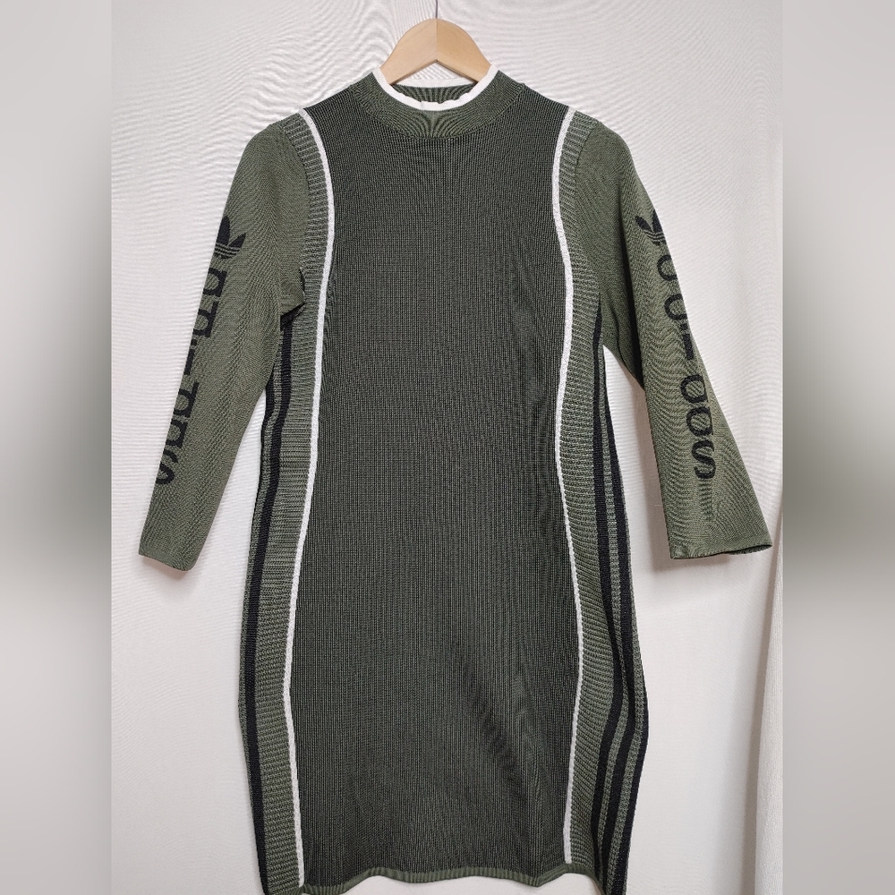 adidas Originals Green Bodycon Dress - Picture 2 of 9